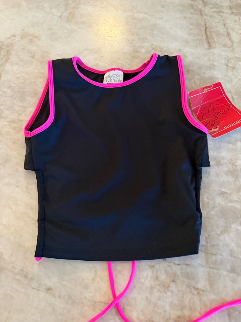 Kids Black Dance Tank with Pink Trim by Tiger Friday